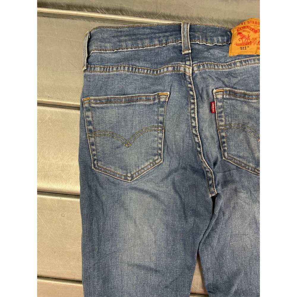 Levis 511 Jeans Mens 28x30 Blue Medium Wash Outdoor Straight - Picture 9 of 15